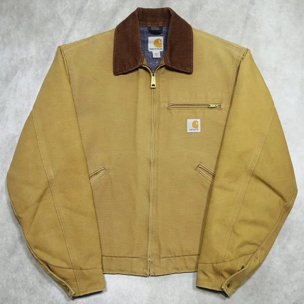 Vintage Carhartt J001 BRN Faded Brown Detroit Jacket Size Small - Picture 3 of 16